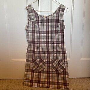 maroon/tan plaid size 7/8 county seat vintage dress with pockets